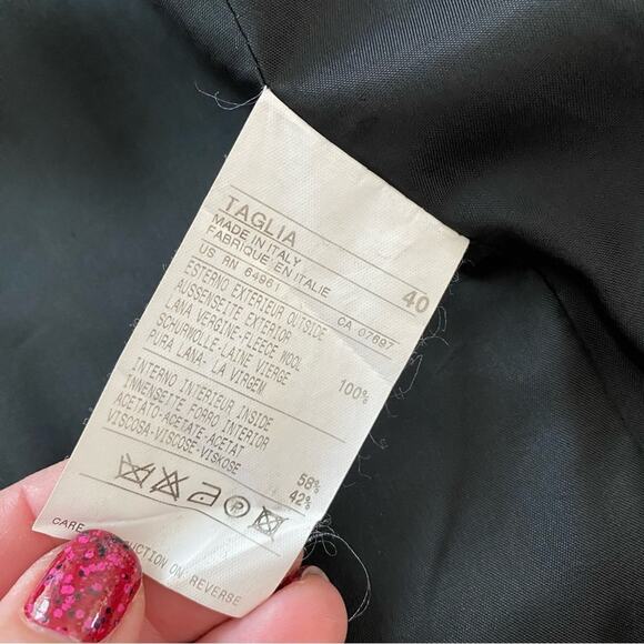 Women's UNITED COLORS of BENETTON Black Wool Blazer Jacket Size 40 Italy (US 4) - Picture 9 of 11